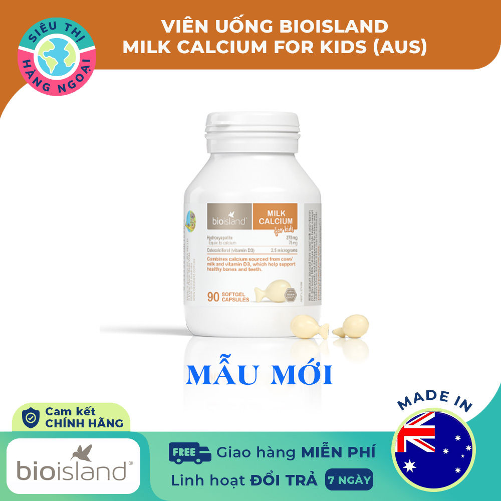 [HCM]Viên milk canxi cho bé Bioisland milk canxi for Kids [Sữa bò non cho bé phát triển khung xương tăng chiều cao giảm tình trạng biếng ăn] Hàng Úc (được bán bởi Siêu Thị Hàng Ngoại)