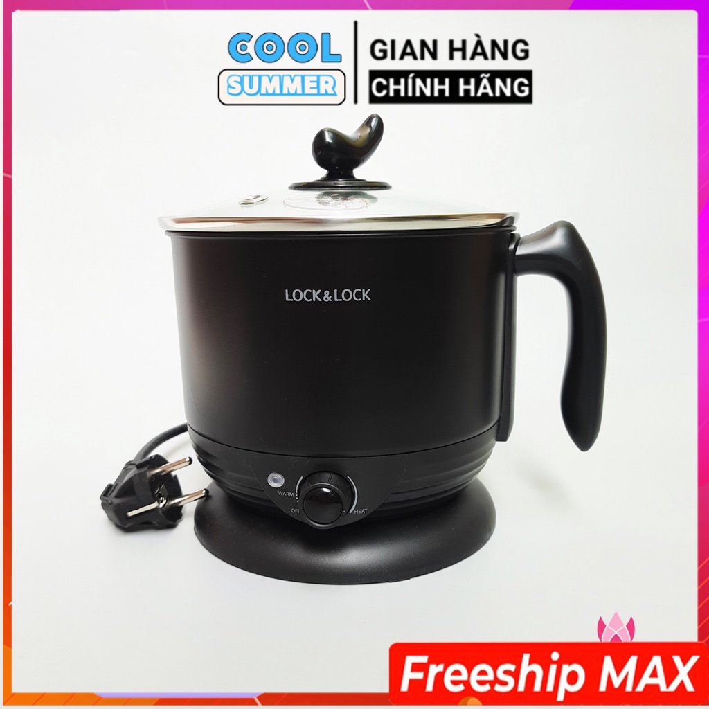 Nồi lẩu điện đa năng, ca nấu mì mini lock&lock multi pot 1.2l ejp316blk tiện ích, nồi điện mini đa năng lock&lock 220v, 50hz, 600w – màu đen - bảo hành 12 tháng