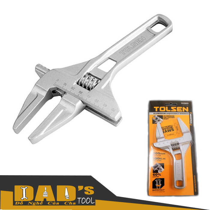 Mỏ lết điều chỉnh thân nhôm 205x68mm - tolsen 15303