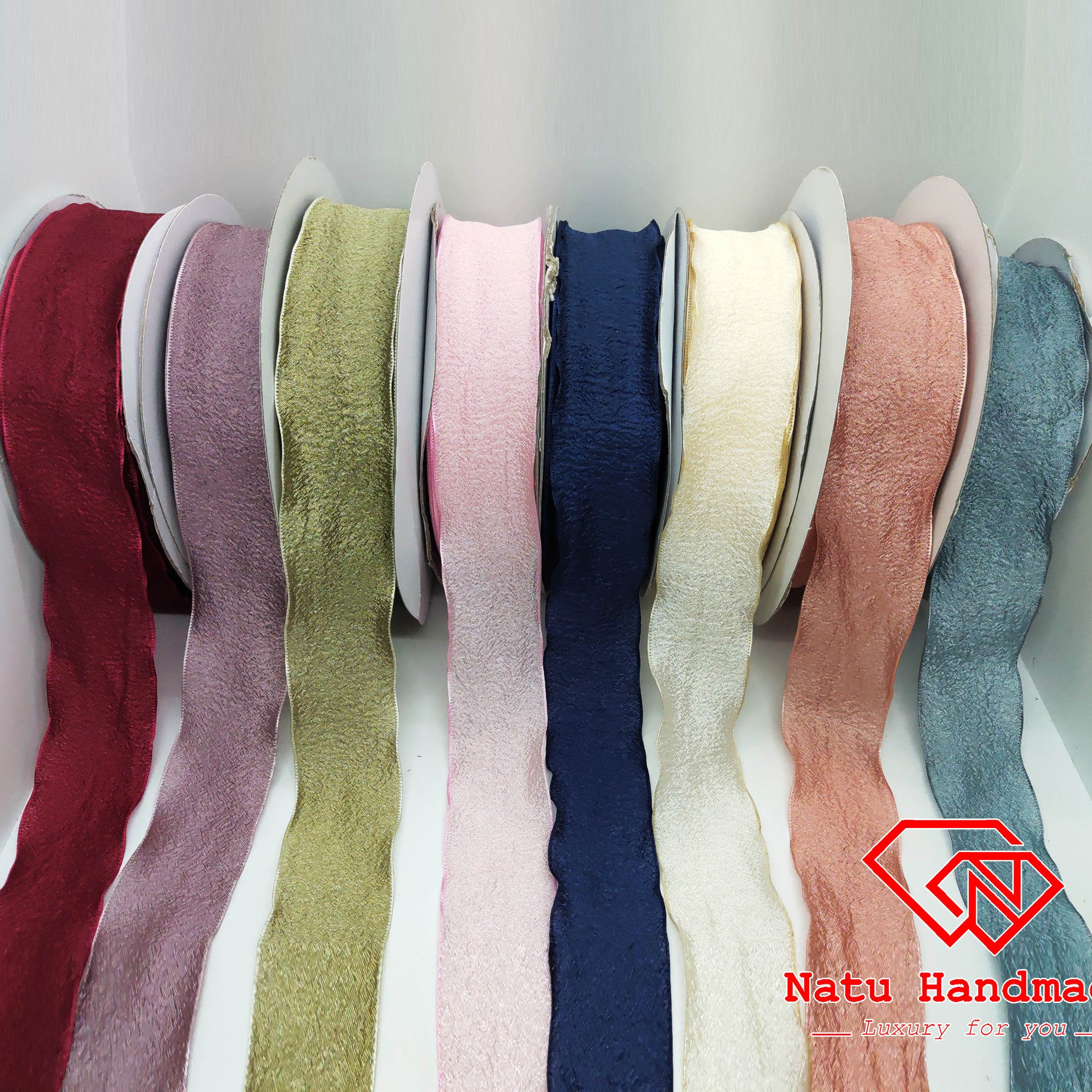 Ruy băng lụa nhăn cao cấp 3,8cm - 1m