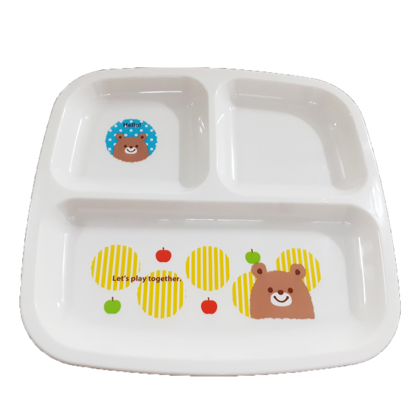 Khay ăn chia 3 ngăn cho bé hình gấu, thỏ Hàng Nhật