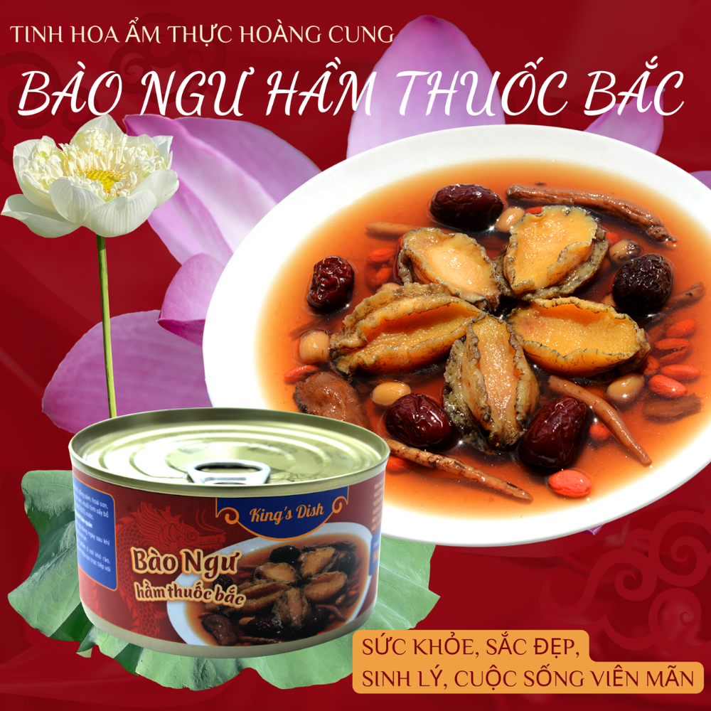 Combo 5 Bào Ngư Hàn Quốc Hầm Thuốc Bắc Đóng Hộp Ăn Liền King's Dish -Tặng 3 pate -  Đặc Sản Hoàng Gia