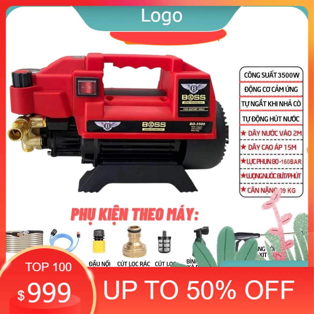 Máy Rửa Xe BOSS JAPAN Model BO-3500 ,Công Suất 3500W , Lõi Đồng 100% ,Siêu Bền Bỉ ,Có Chỉnh Áp Lực Nước