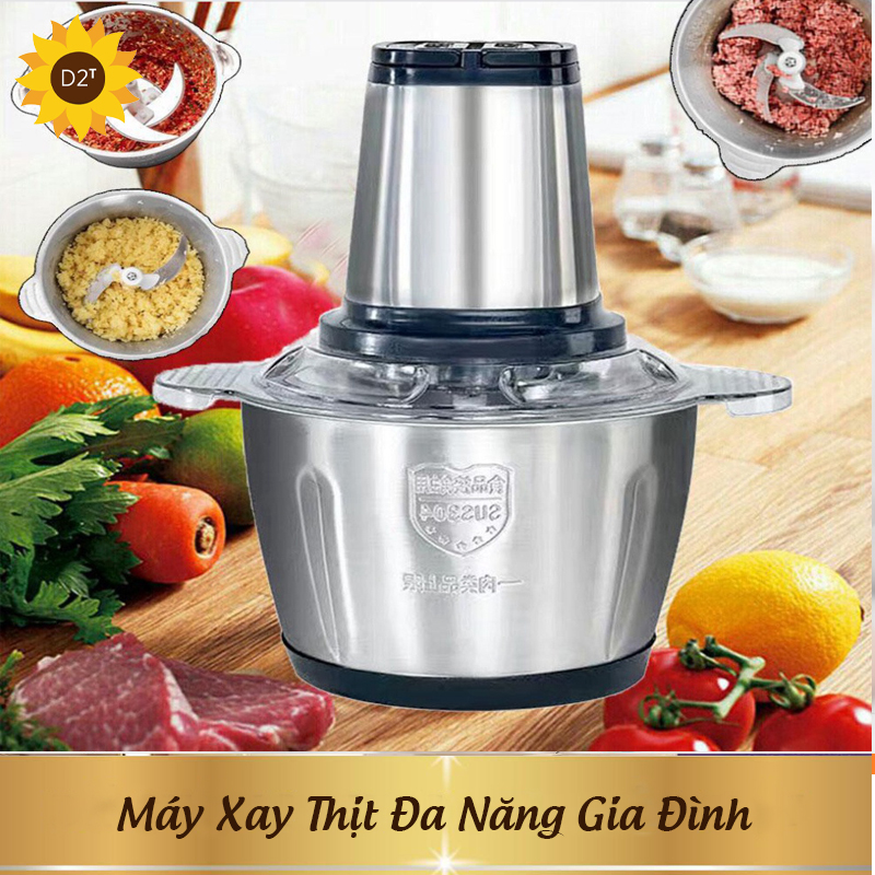 Máy xay thịt,máy xay đa năng gia đình cối Inox 4 lưỡi đa năng,loại 4 lưỡi dao sắc bén