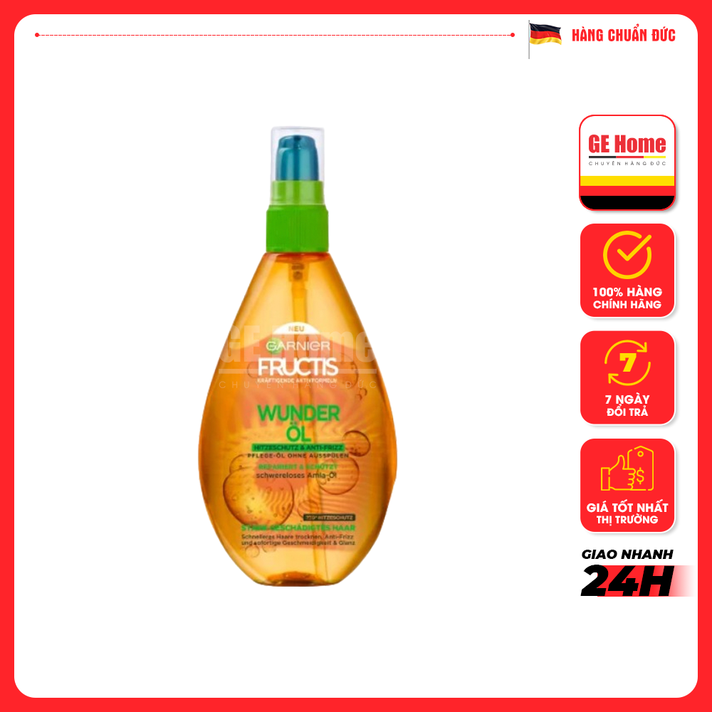 Tinh dầu Dưỡng Tóc Garnier Fructis Wunder Öl Hitzeschutz- siêu phẩm dành cho tóc uốn.