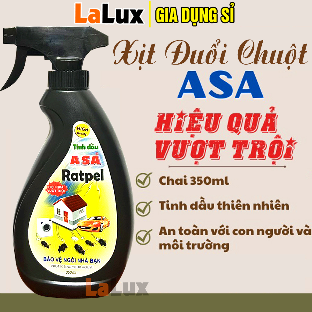 Chai Xịt Đuổi Chuột Sinh Học ASA 350ml CHÍNH HÃNG - Bình Xịt Đuổi Chuột Oto Tinh Dầu Bạc Hà Asa, Đuổi Côn Trùng Trong Nhà, Xe Hơi, Ngăn Tủ LALUX