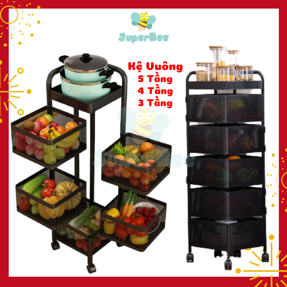 Kệ xoay 360 độ khay vuông vifiba kệ thép carbon đa năng đựng vật dụng, rau củ quả tiết kiệm không gian