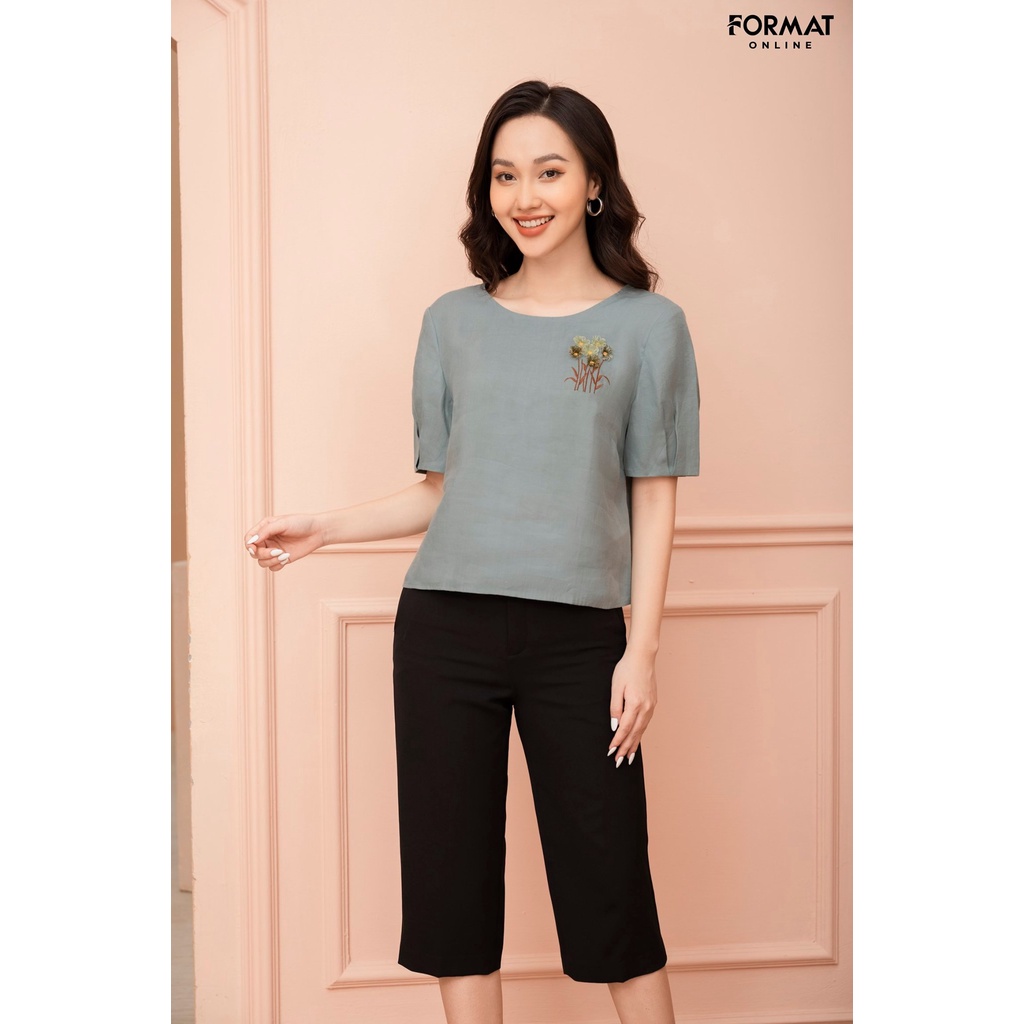 Áo sơ mi nữ cao cấp format có thêu ngắn tay b933-954i