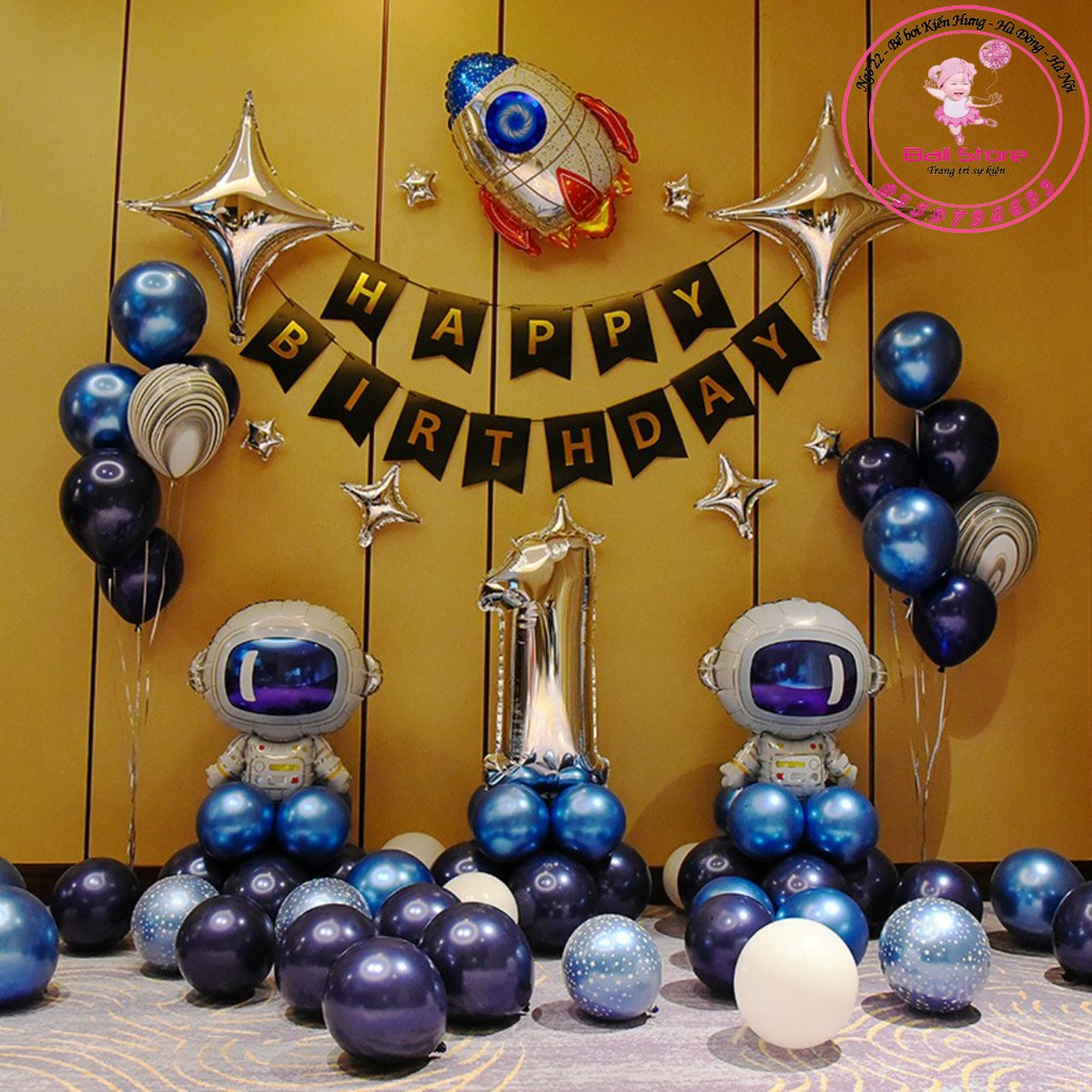 Set bóng bay trang trí sinh nhật phi hành gia cho bé trai