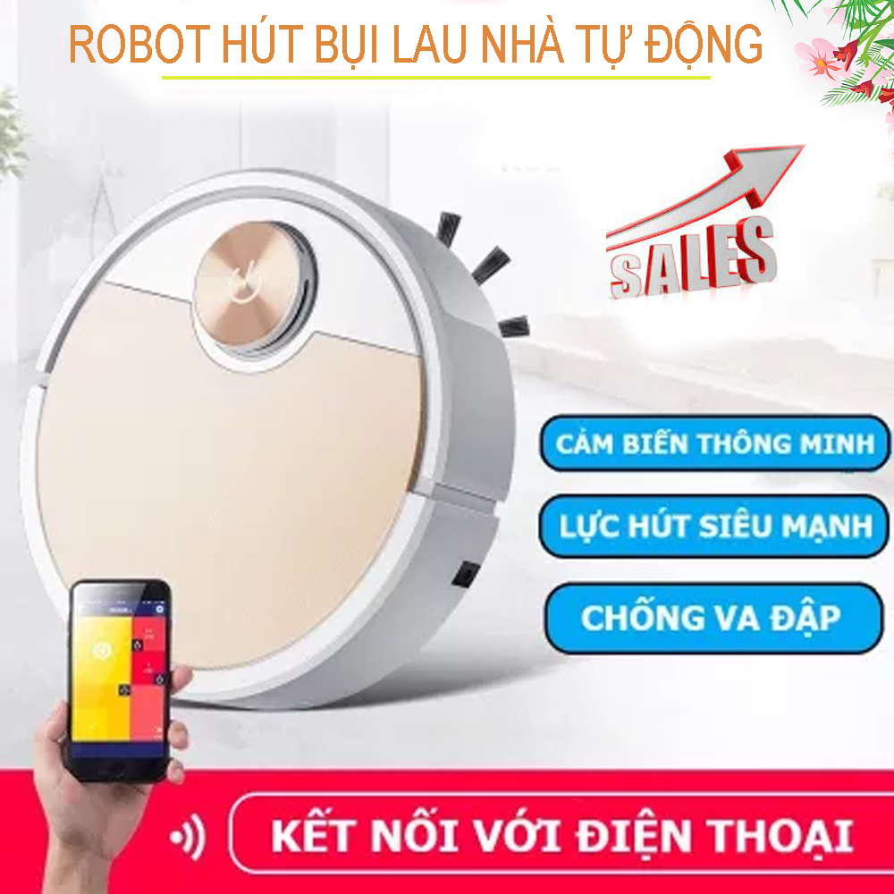 ROBOT Hút Bụi Lau Nhà ,ROBOT Hút Bụi Tự Động Thông Minh,Điều Khiển Qua APP Điện Thoại ,Tự Động Phát Hiện Khi Gặp Vật Cản, Dễ Dàng Làm Sạch Các Vị Trí Như Gầm Giường ,Tủ, ROBOT Vận Hành Êm Ái Không Gây Tiếng Ồn ,BH 1 Đổi 1