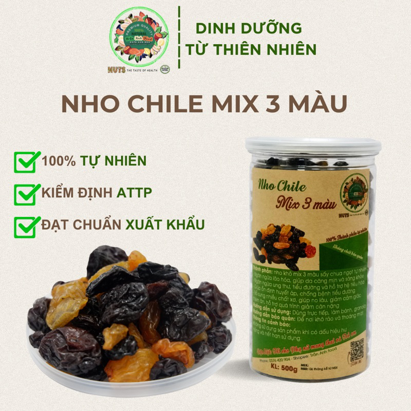 Nho chile ta healthy - nho khô sấy 3 màu thơm ngon, giữ nguyên hương vị ban đầu