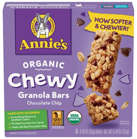 Ngũ Cốc Ăn Sáng Socola Chip Dạng Thanh Hữu Cơ Annie's Organic Chocolate Chip Chewy Granola Bars