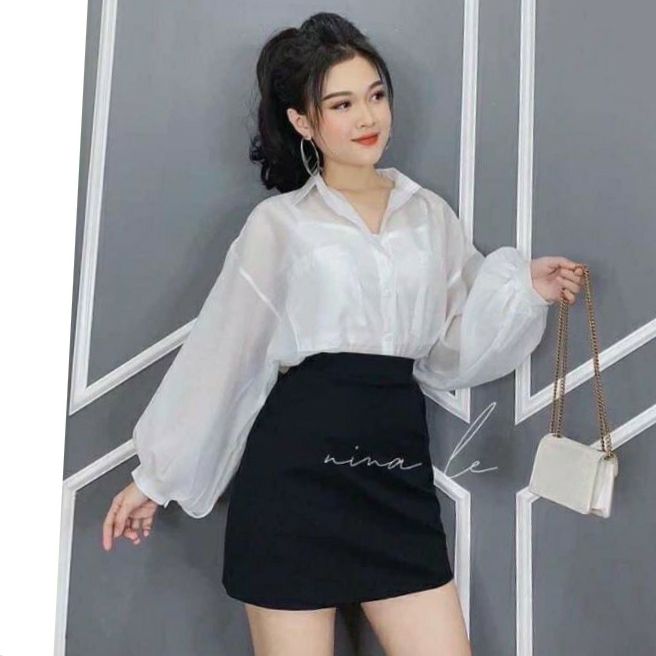 [HCM]Sét áo sơ mi voan  from rộng và áo 2 dây