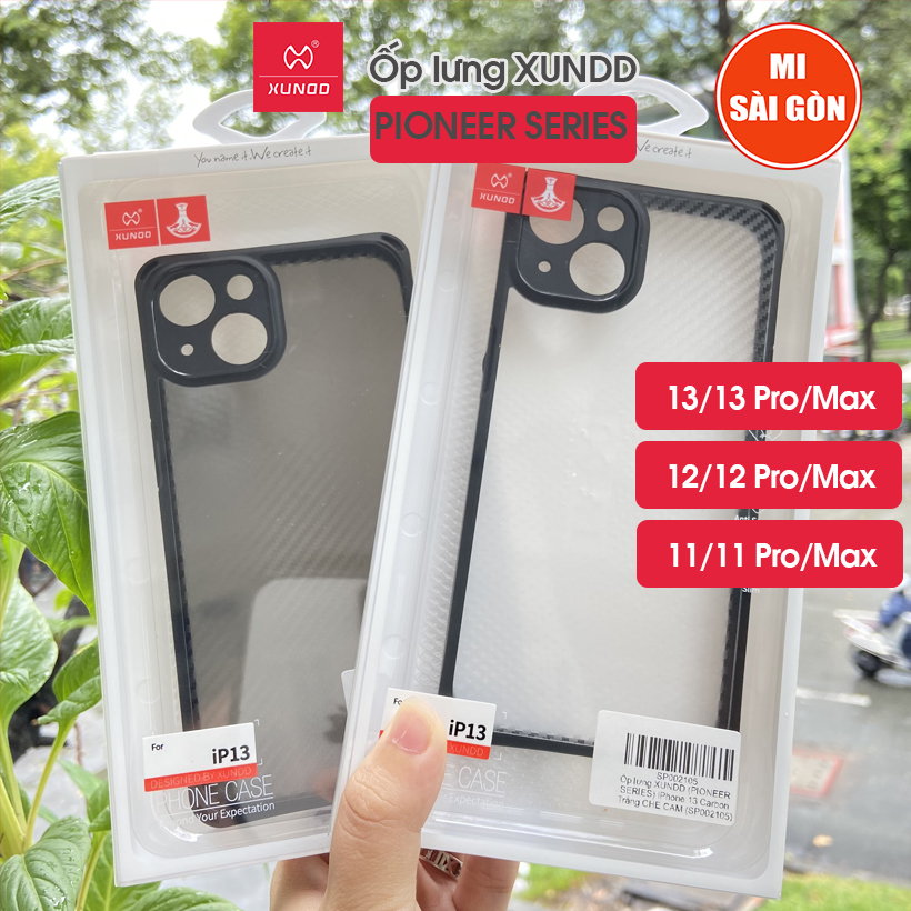 [Hỏa Tốc HCM] Ốp lưng XUNDD iPhone 13/ 13 Pro/ Max/ 12/ 12 Pro/ Max/ 11/ 11 Pro/ Max (PIONEER SERIES) Chống shock, Lưng carbon