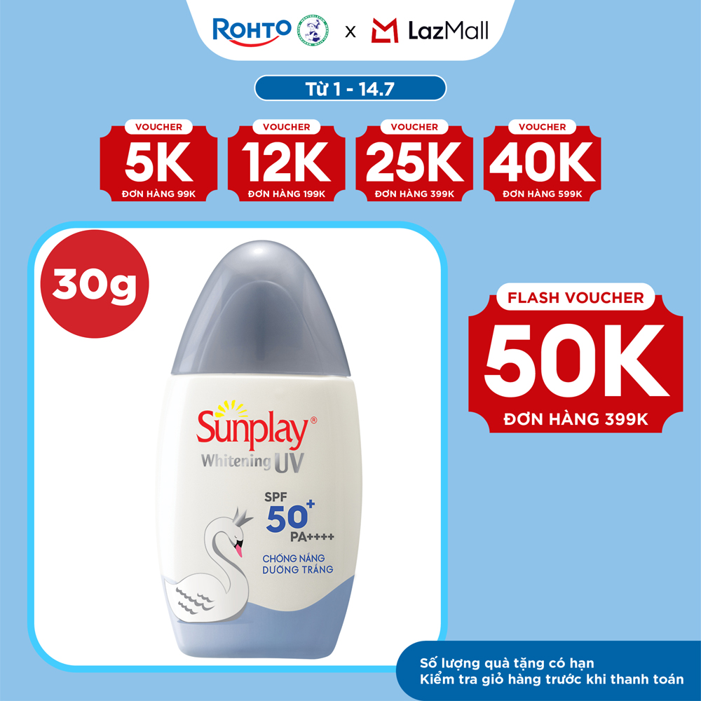 Kem chống nắng Sunplay dưỡng trắng da, dạng sữa Sunplay Whitening UV SPF 50, PA++++ 30g