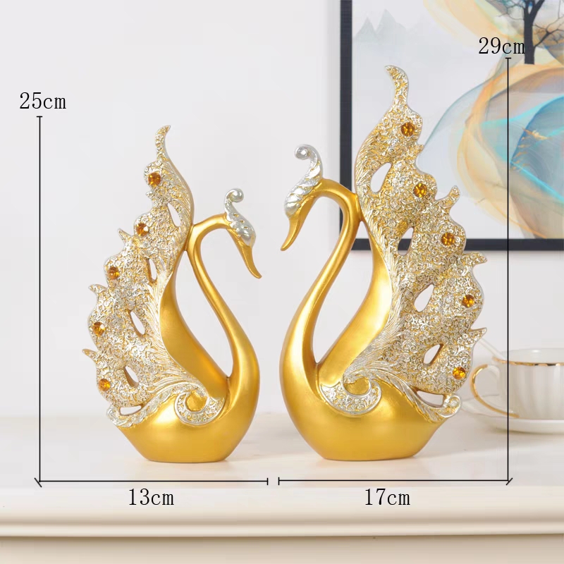 Tượng decor cặp thiên nga uyên ương trang trí phòng khách