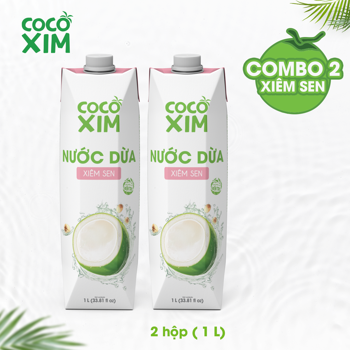 Combo 2  Hộp Nước dừa đóng hộp Cocoxim Sen 1000ml/Hộp