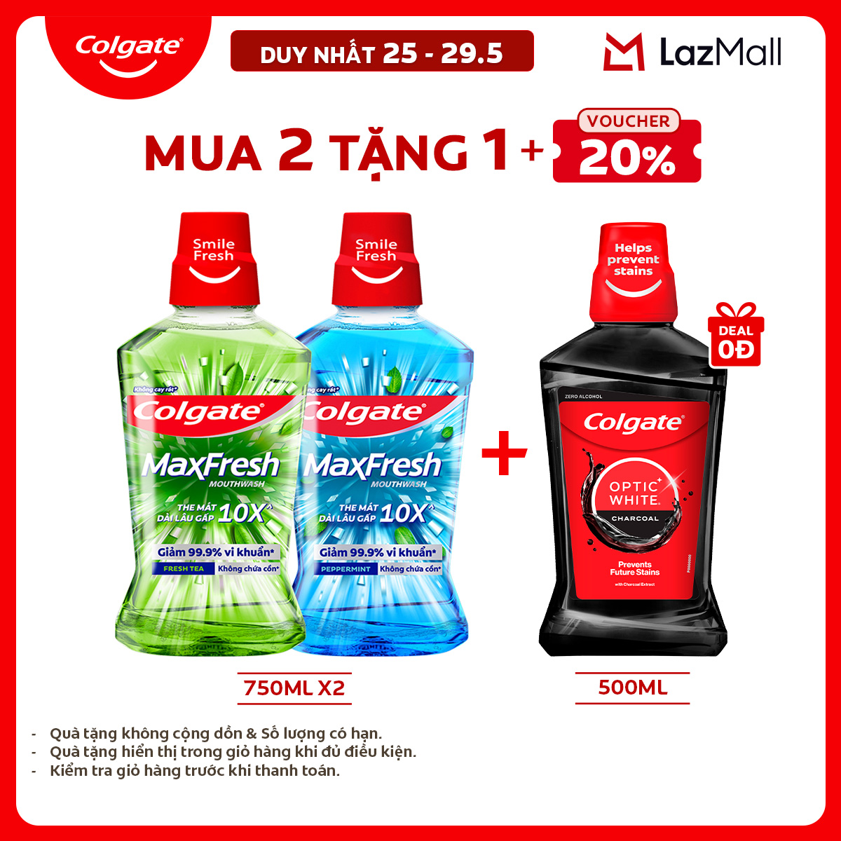 [Chỉ 25-29.5_Voucher đến 20%] [MỚI] Bộ 2 Nước súc miệng Colgate Maxfresh the mát dài lâu gấp 10X - diệt 99,9% vi khuẩn