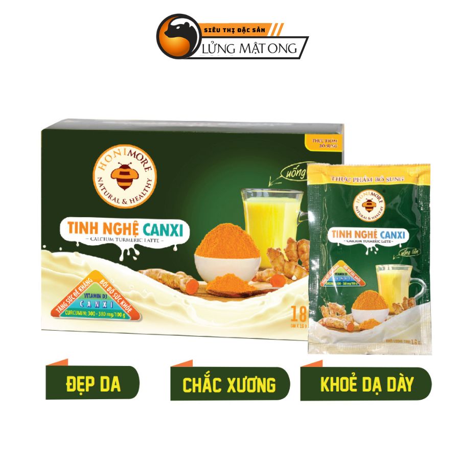 TINH NGHỆ CANXI HONIMORE 288g Date mới nhất - Giúp xương chắc khỏe - Da sáng mịn - Tốt cho sức khoẻ