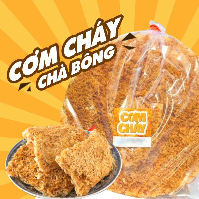 Cơm cháy chà bông 500g cơm cháy đáy nồi loại 1 siêu chà bông Sài Gòn đồ ăn vặt giòn rụm cực ngon