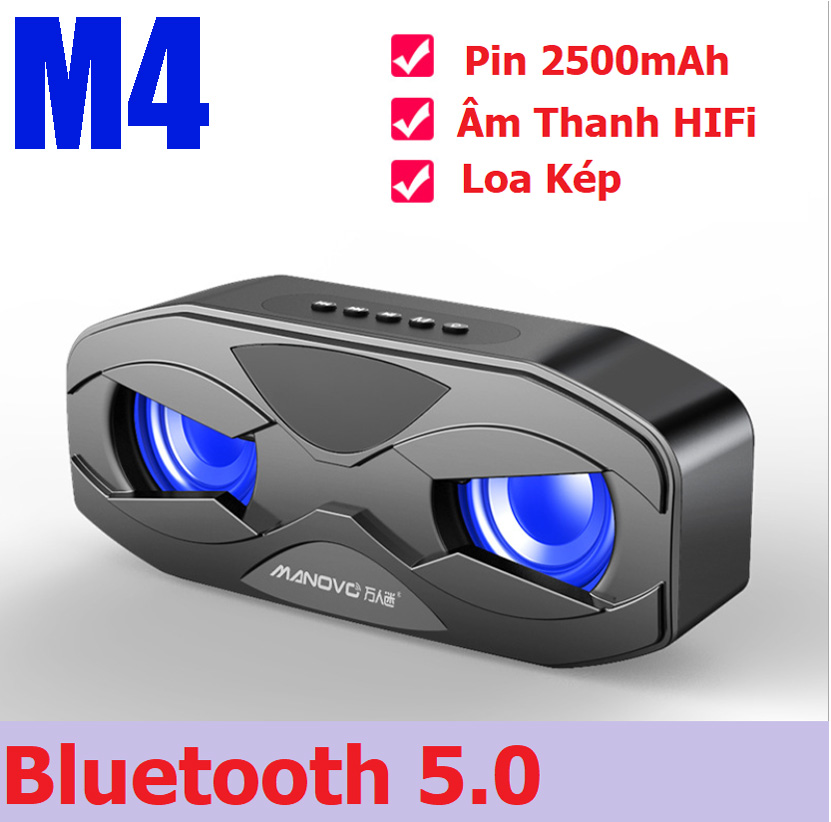 Loa bluetooth 5.0 manovo m4 loa kép, bass mạnh, siêu trầm