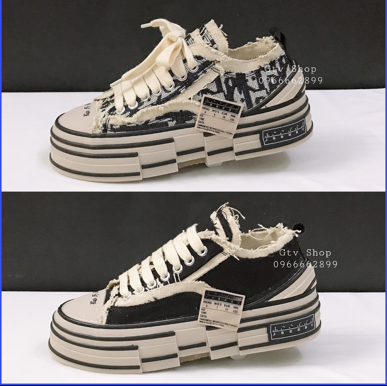 Tặng hộp, bill và tất - Giày thể thao nam nữ XVESSEL phong cách rách cái bang, size 36-43.