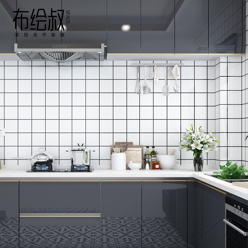 5 mét decal dán bếp tráng nhôm chịu nhiệt khổ 60cm - vuông trắng bự