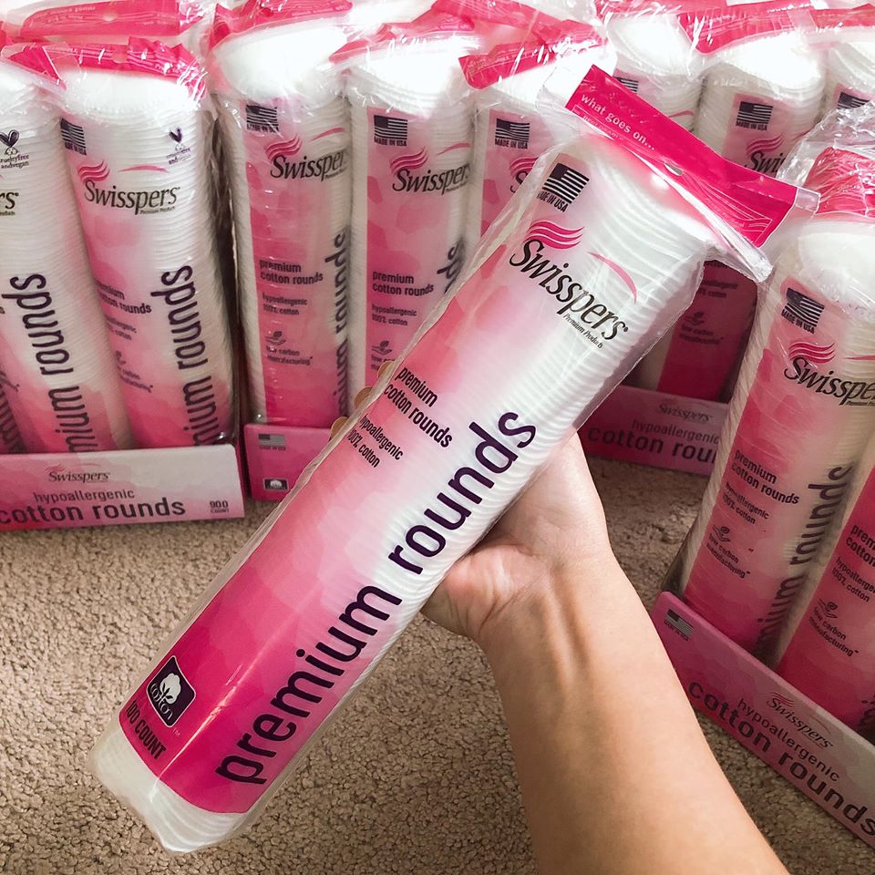 [HCM]Bông tẩy trang SWISSPERS PREMIUM (cây) 100 tấm [HÀNG MỸ]