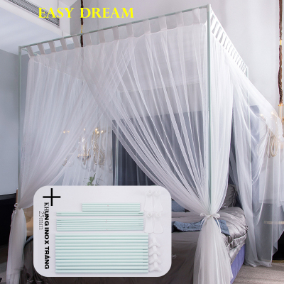 Màn ( mùng) khách sạn resort cao cấp [ không khoan tường ] (kích thước 1.6*2M ) chống muỗi / Mosquito Net - Chống côn trùng / khung inox trắng, chất vải tuyn mắt nhỏ / 3 cửa / hãng Easy Dream - Qùa tặng - Tân Gia -Trang Trí -Phòng cưới -Phòng ngủ