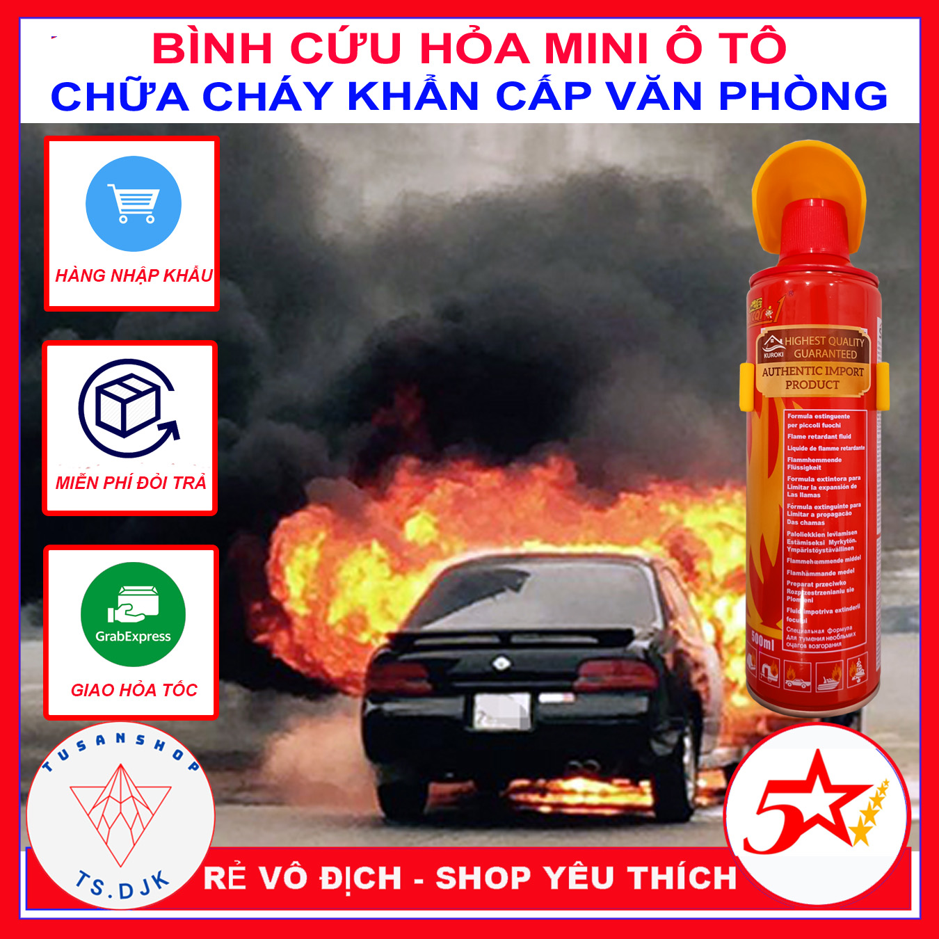 [XẢ KHO 3 NGÀY] Bình Cứu Hỏa Mini - Chai Xịt cứu hỏa Khẩn Cấp - Bình cứu hỏa Nhanh - THIS FOAM FIRE EXSTINGUISHER - TUSAN SHOP