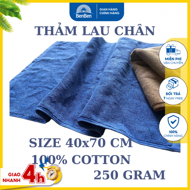 Thảm chùi chân cotton size 40x70cm hàng VN dày thấm hút tốt, thảm lau chân khách sạn spa - Ben Ben