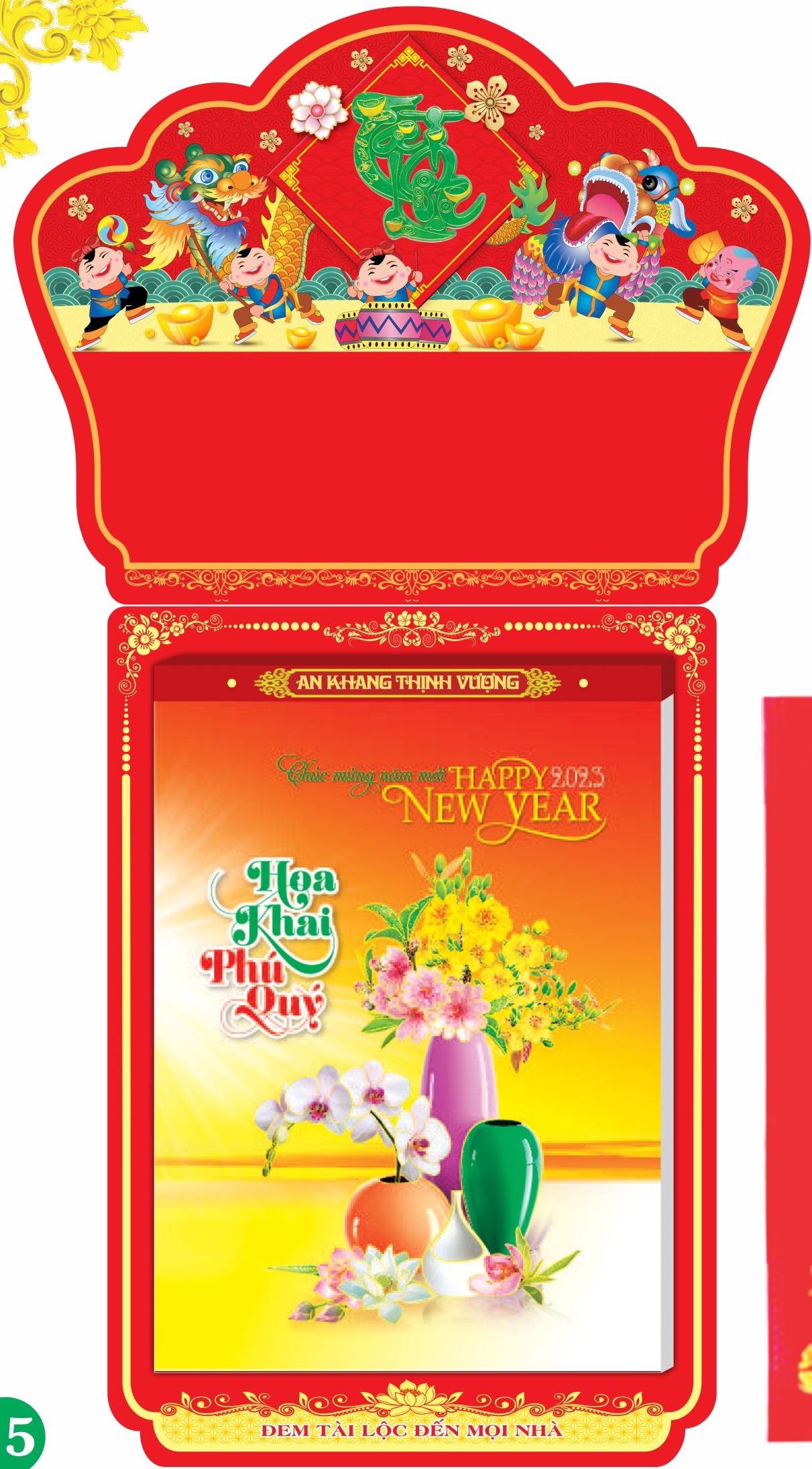 Bộ lịch năm 2023 bloc siêu đại 20 x 30 cm dán nỗi 3d tài lộc
