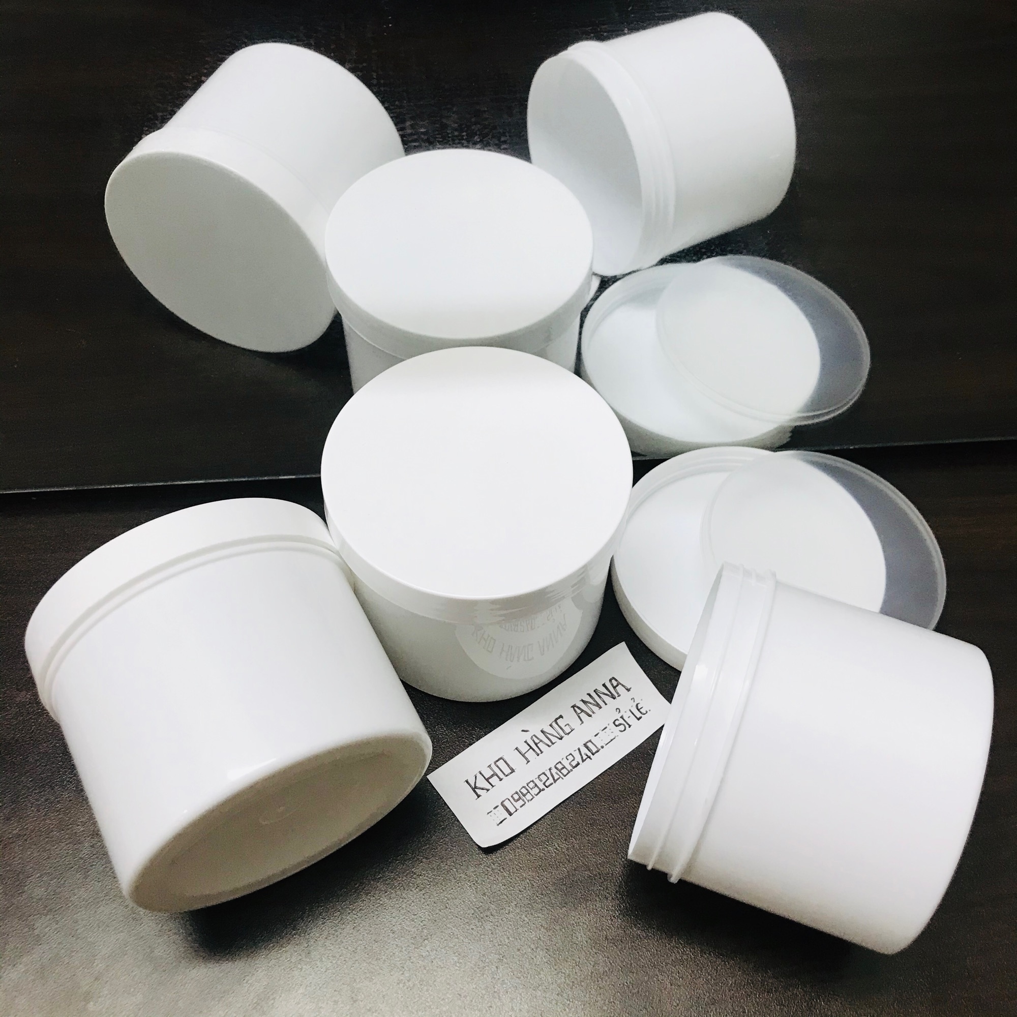 5 hủ hấp dầu trắng 500gr - combo 5 hủ nhựa màu trắng 500gr có nắp lót - hủ chiet kem 500gr - hủ đựng kem ,chiết mỹ phẩm