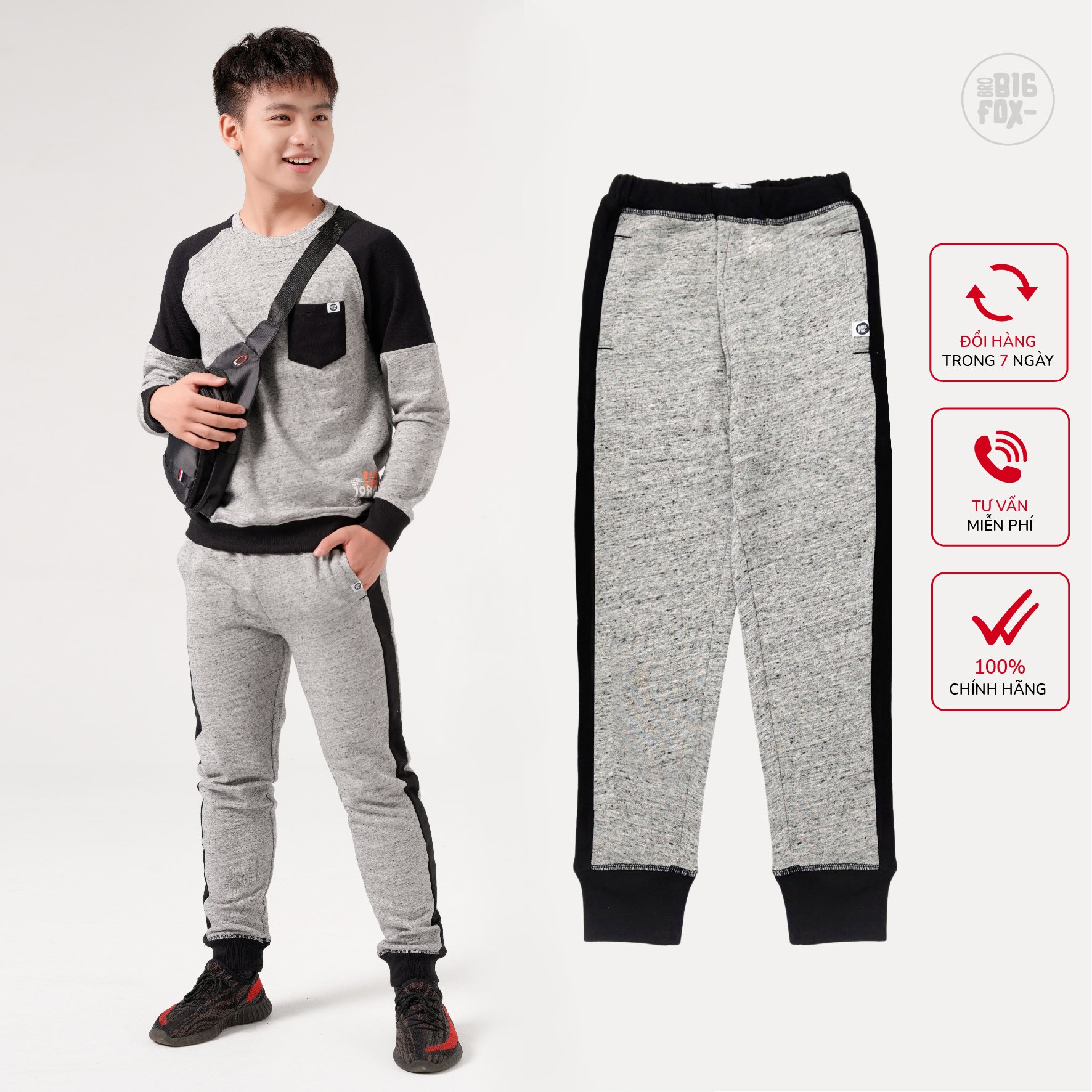 Quần thun bé trai Bigfox - Miss Meow quần dài cho bé chất nỉ phong cách Âu Mỹ phối màu 2-15
