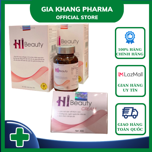 Bộ đôi kem + viên uống hi beauty dưỡng trắng, sạch nám, chống nắng và bảo vệ da
