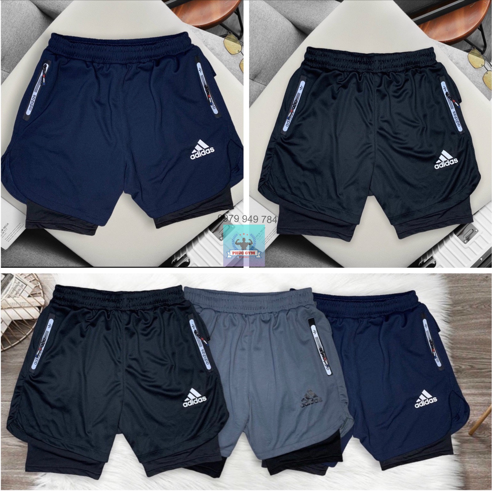 Quần đùi gym nam 2 lớp thiết kế độc đáo