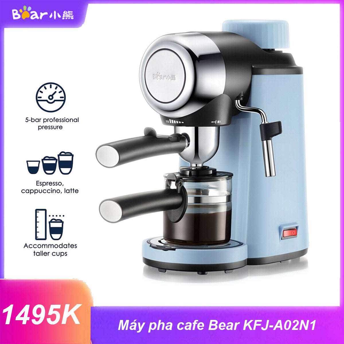 Bảo hành 12 tháng - máy pha cà phê espresso tự động bear kfj-a02n1 - kfj-a02n1 coffee machine home automatic mini coffee pot american high-pressure tea machine