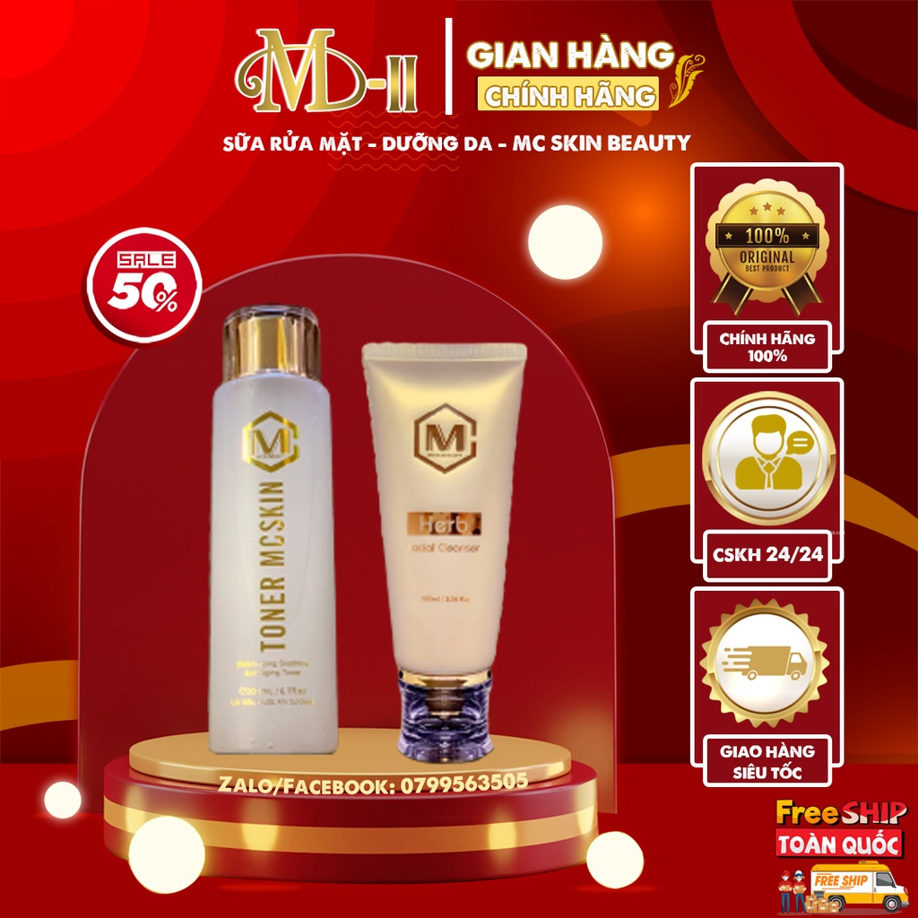 Combo rửa mặt MC SKIN BEAUTY - Combo rửa mặt giúp da trắng hồng khỏe mạnh tự tin