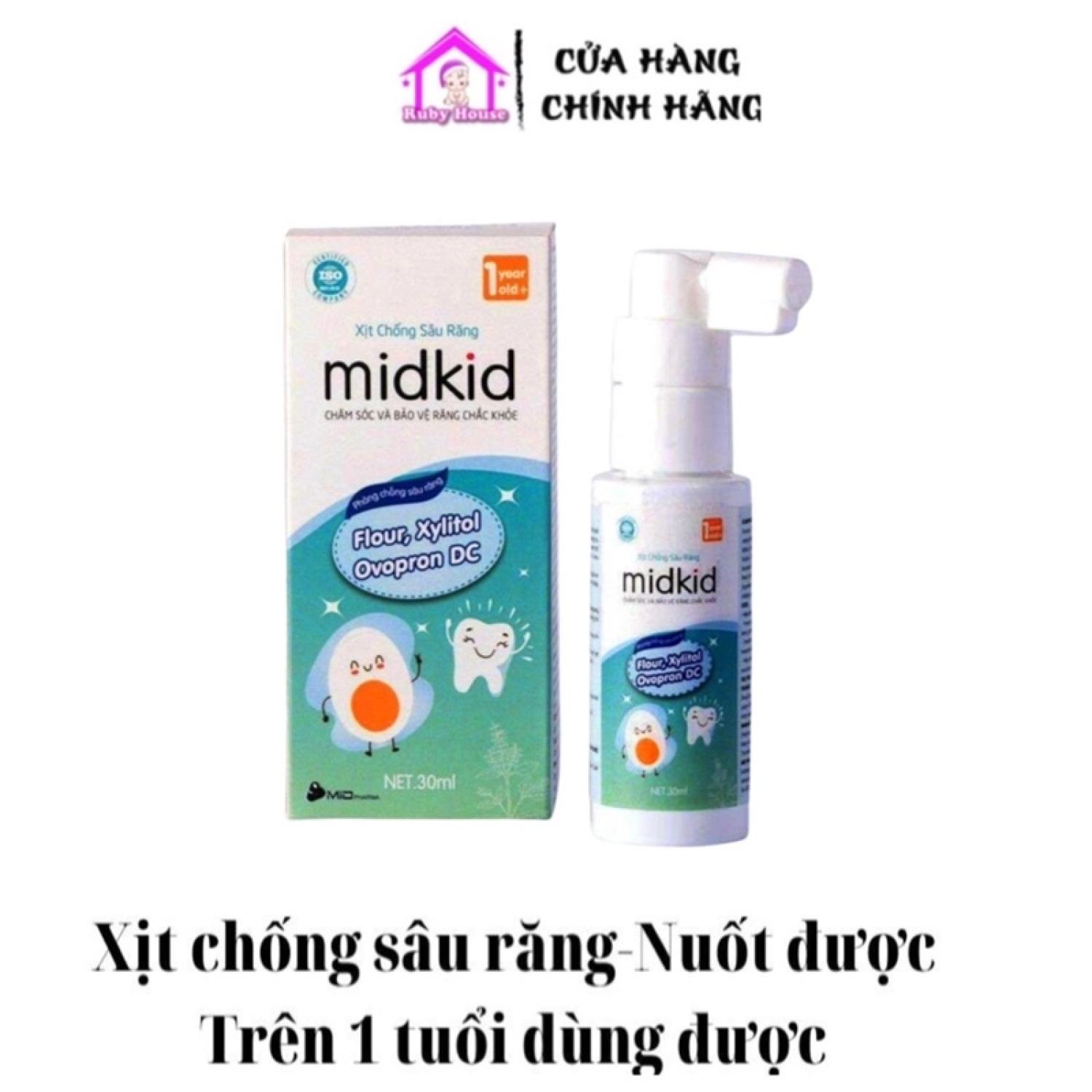 Xịt chống sâu răng Midkid 30ml dùng cho bé từ 12 tháng chính hãng giá sỉ