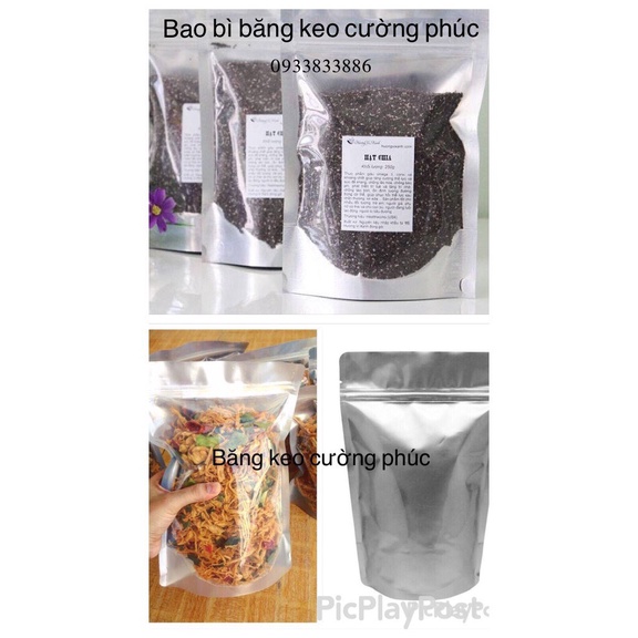Túi zip ghép 1 mặt trong 1 mặt bạc