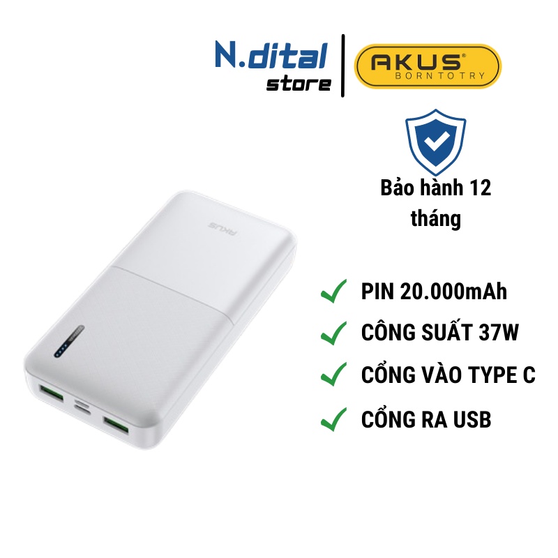 Sạc dự phòng wekome 20000 mah tích hợp 2 cổng sạc.sạc dự phòng 20000mah 30000mah sạc nhanh 20w chinh hang-sạc dự phòng 20000 mah akus c20 - hàng chínhhãng - bảo hành 12 tháng