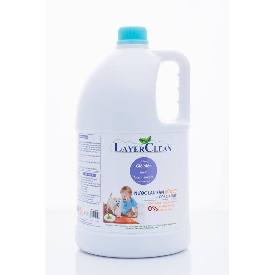 Nước lau sàn hữu cơ Layer Clean hương nước hoa đậm đặc X1,5 dung tích 5 lít