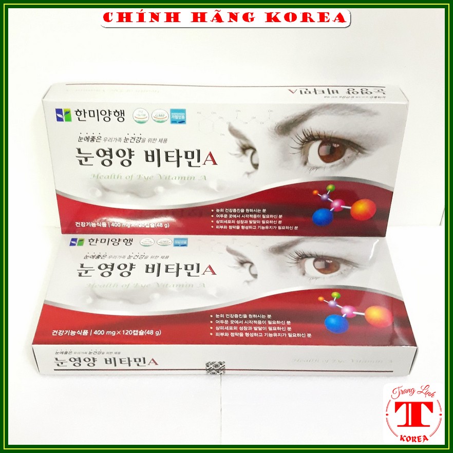 Viên bổ mắt hàn quốc bổ sung Vitamin A, hộp 120 viên - Giúp mắt luôn sáng khỏe - tranglinhkorea