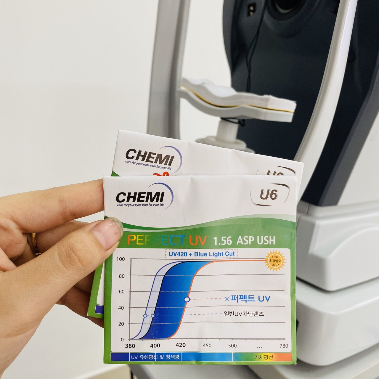 Tròng chemi chống ánh xanh chiếc suất 1.56 hàng chính hãng