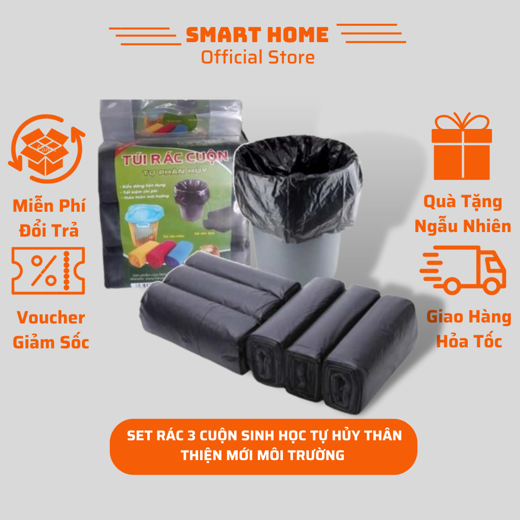 Túi rác tự phân hủy - bao rác đen kích thước lớn 55*65 cm