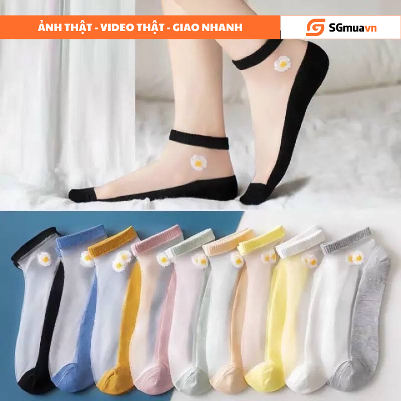 Tất vớ nữ, tất vớ lưới, tất vớ hoa cúc đủ màu - set 10 đôi