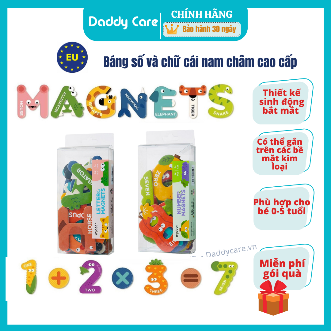 Bảng chữ cái tiếng anh và bảng số nam châm  cho bé Mideer Letter Magnets - Number Magnets, Đồ chơi cho bé 3,4,5,6 tuổi vv