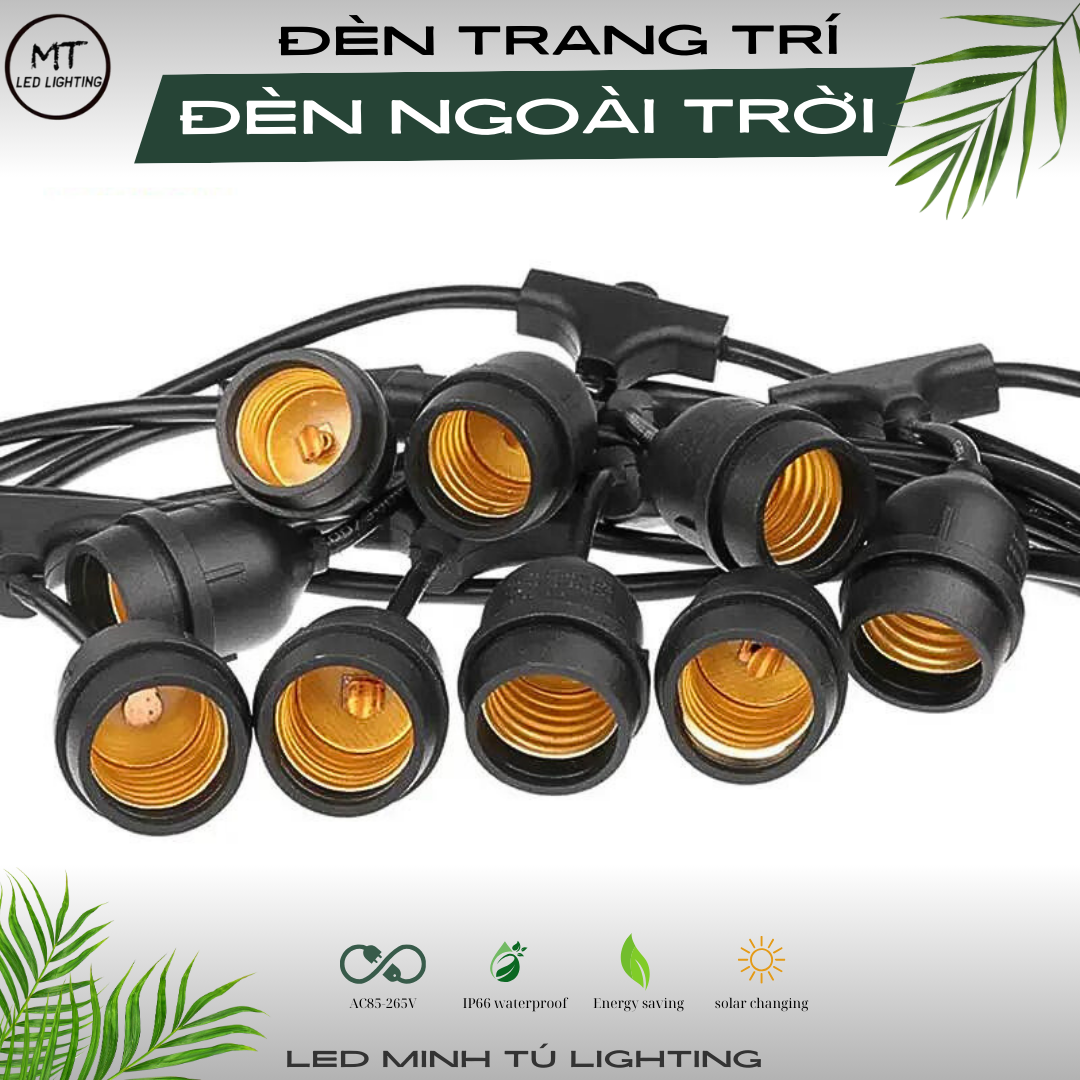 Dây đèn trang trí ngoài trời 10 đuôi, 15 đuôi, 20 đuôi chống nước