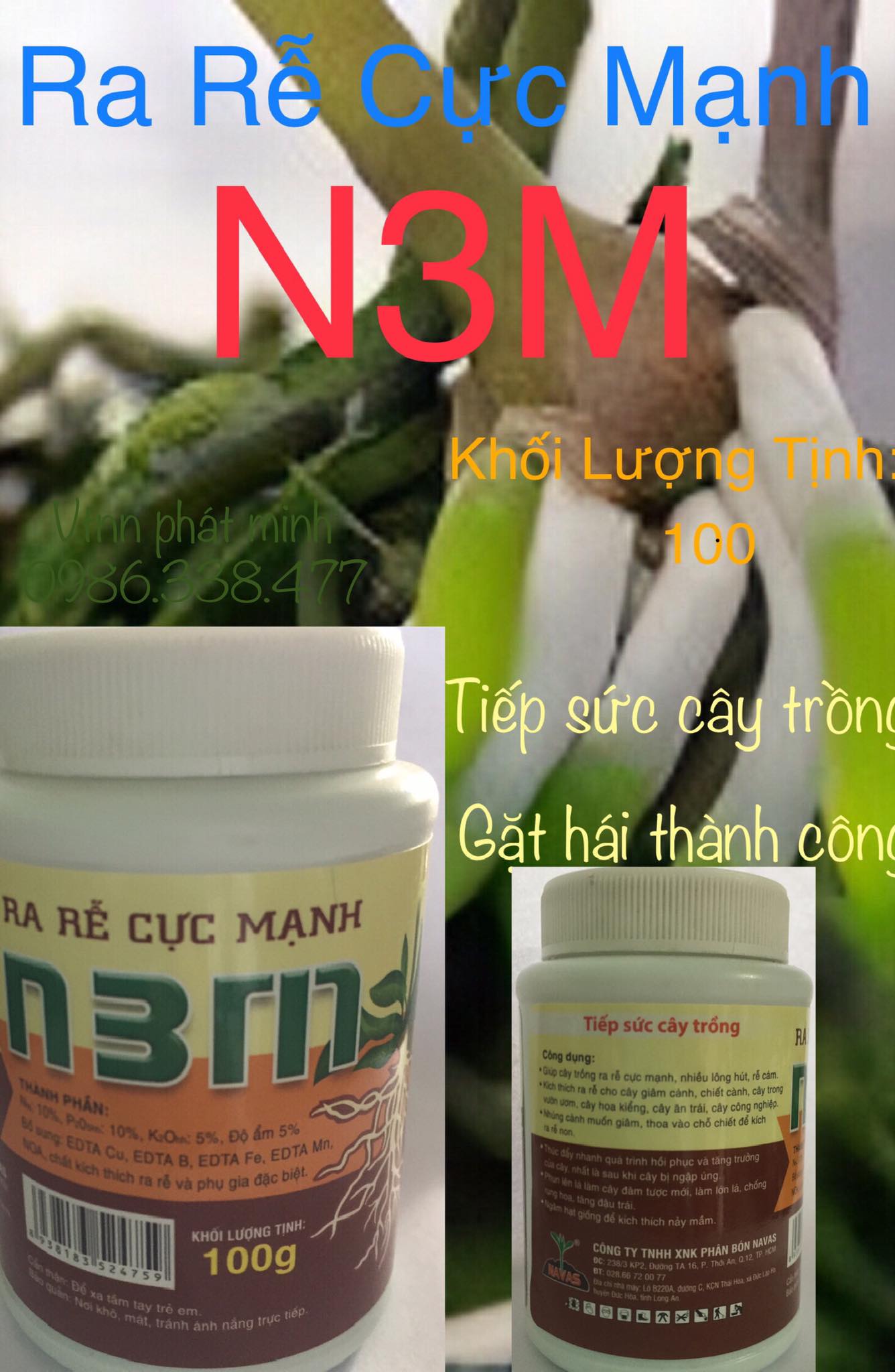 Kích rễ cực mạnh n3m 100gr của cty tnhh xnk phân bón navas