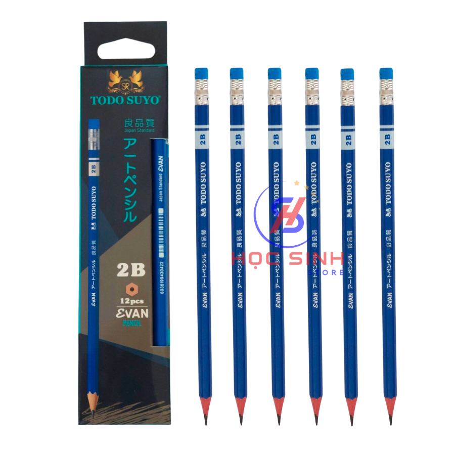 Hộp 12 cây bút chì gỗ chất lượng cao todo suyo evan 2b chất lượng cao
